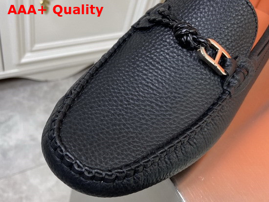 Hermes Alessandro Loafer in Black Grained Calfskin Replica