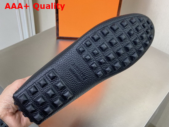 Hermes Alessandro Loafer in Black Grained Calfskin Replica
