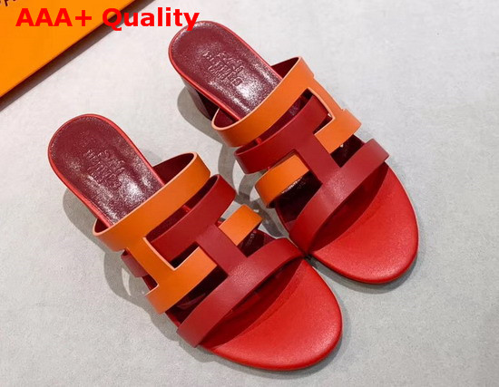 Hermes Amica Sandal Red and Orange Calfskin Replica