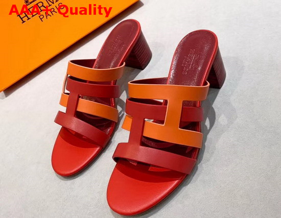 Hermes Amica Sandal Red and Orange Calfskin Replica