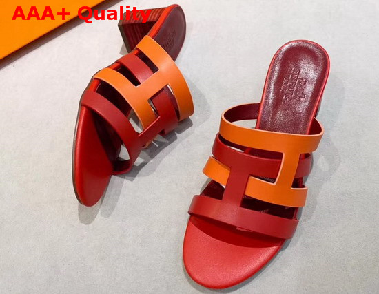 Hermes Amica Sandal Red and Orange Calfskin Replica