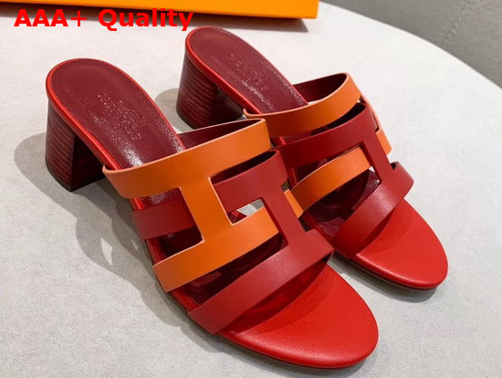 Hermes Amica Sandal Red and Orange Calfskin Replica