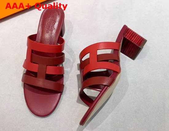 Hermes Amica Sandal Rouge Grenat and Orange Solaire Calfskin Replica