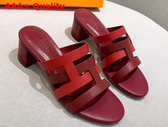 Hermes Amica Sandal Rouge Grenat and Orange Solaire Calfskin Replica