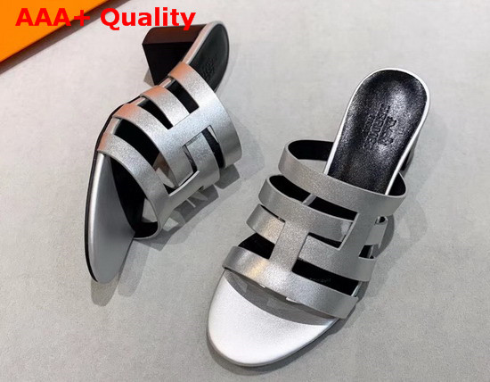 Hermes Amica Sandal Silver Calfskin Replica