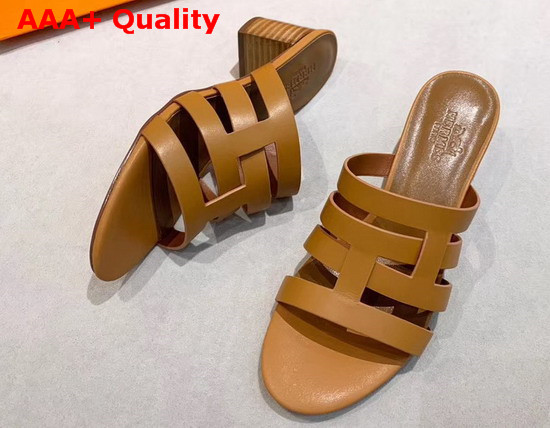 Hermes Amica Sandal Tan Calfskin Replica