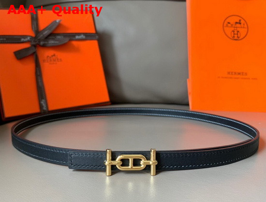 Hermes Ancre Belt Buckle Reversible Leather Strap 13mm Swift and Epsom Calfskin Black Replica