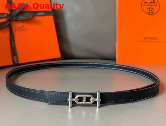 Hermes Ancre Belt Buckle Reversible Leather Strap 13mm Swift and Epsom Calfskin Black Replica