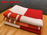 Hermes Avalon Vibration Throw Blanket in Beige and Fuchsia Jacquard Woven Wool and Cashmere Replica