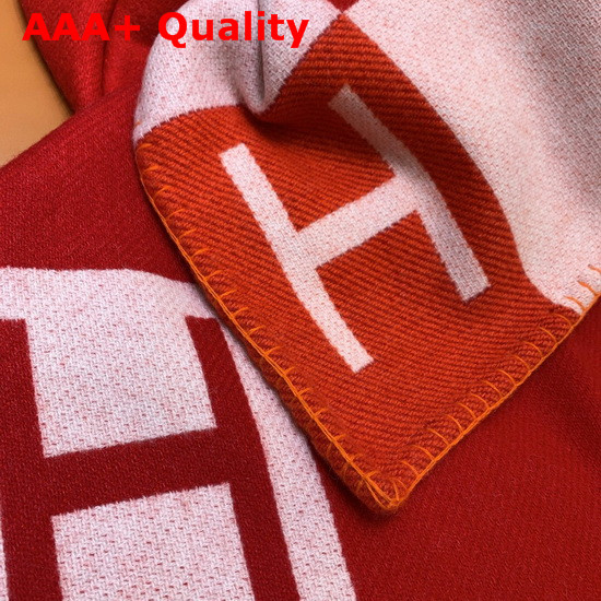 Hermes Avalon Vibration Throw Blanket in Beige and Fuchsia Jacquard Woven Wool and Cashmere Replica