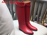 Hermes Bardigiano Boot in Carmin Box Calfskin Inox Plated Rivets and Albion Buckle Replica