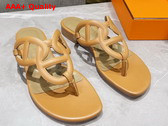 Hermes Beach Sandal in Beige Dore Nappa Leather with Oversized Chaine d Ancre Motif Replica