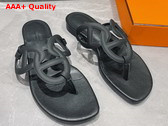 Hermes Beach Sandal in Noir Nappa Leather with Oversized Chaine d Ancre Motif Replica