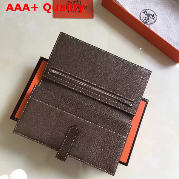 Hermes Bearn Wallet Dark Brown Togo Leather Replica