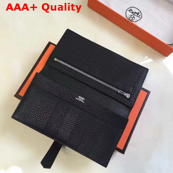 Hermes Bearn Wallet in Black Togo Leather Replica