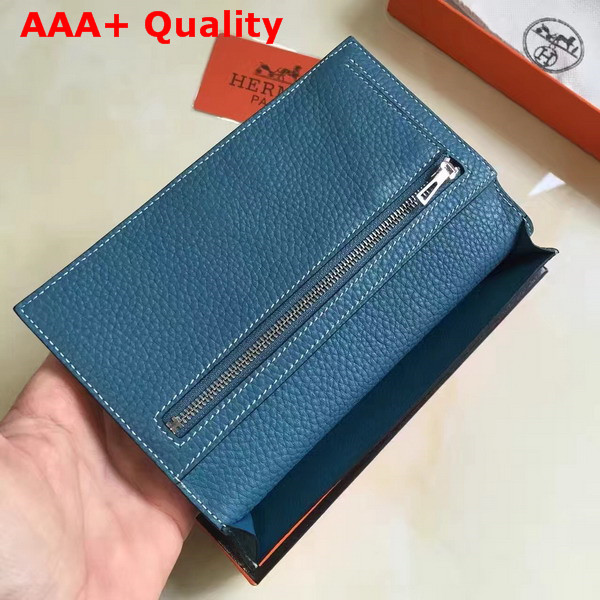 Hermes Bearn Wallet in Blue Togo Leather Replica