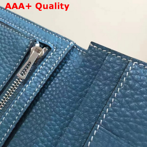 Hermes Bearn Wallet in Blue Togo Leather Replica