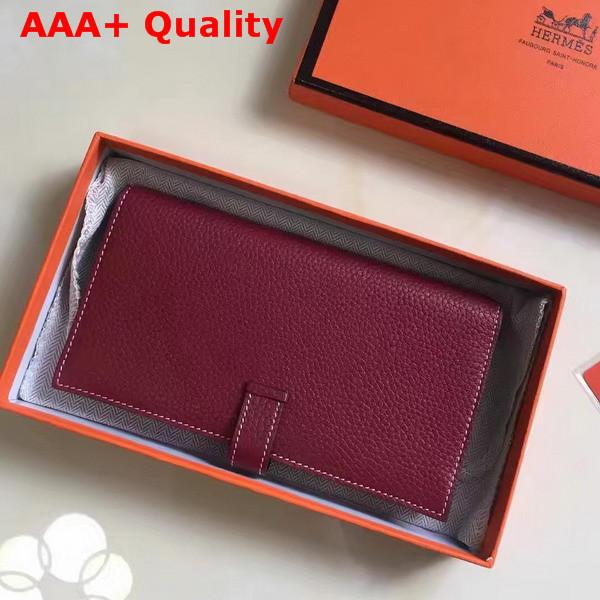 Hermes Bearn Wallet in Burgundy Togo Leather Replica