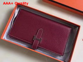 Hermes Bearn Wallet in Burgundy Togo Leather Replica