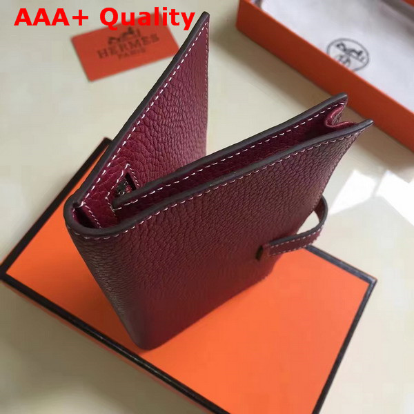Hermes Bearn Wallet in Burgundy Togo Leather Replica