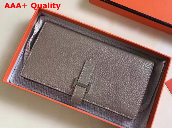 Hermes Bearn Wallet in Grey Togo Leather Replica