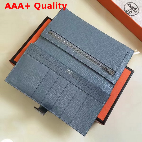 Hermes Bearn Wallet in Light Blue Togo Leather Replica