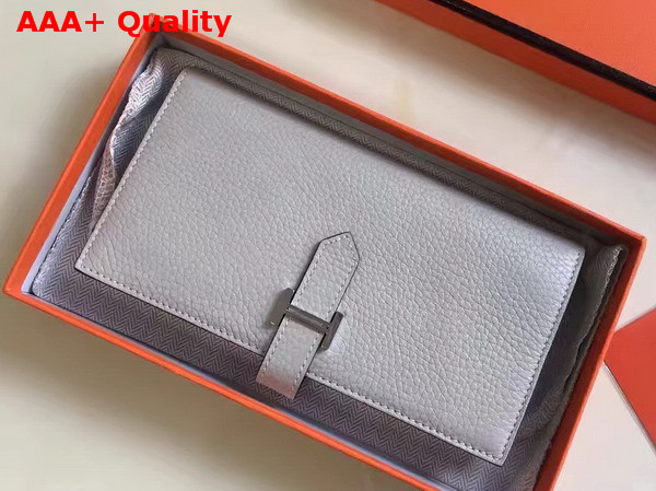 Hermes Bearn Wallet in Light Grey Togo Leather Replica