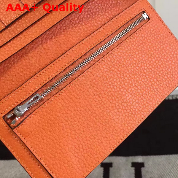 Hermes Bearn Wallet in Orange Togo Leather Replica