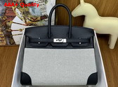 Hermes Birkin 25 Bag in Canvas and Swift Calfskin Ecru and Noir Replica