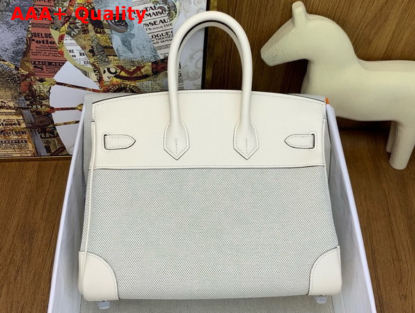 Hermes Birkin 25 Bag in Canvas and Swift Calfskin Milk White Replica