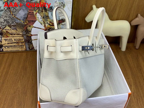 Hermes Birkin 25 Bag in Canvas and Swift Calfskin Milk White Replica