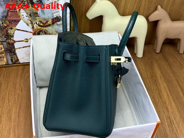 Hermes Birkin 25 Bag in Cypress Green Togo Leather and Alligator Leather Replica