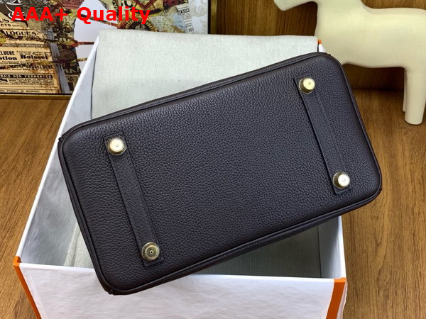 Hermes Birkin 25 Bag in Ebene Togo Leather and Alligator Leather Replica