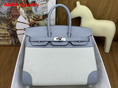Hermes Birkin 25 Bag in H Canvas and Swift Calfskin Ecru Bleu Glacier Replica