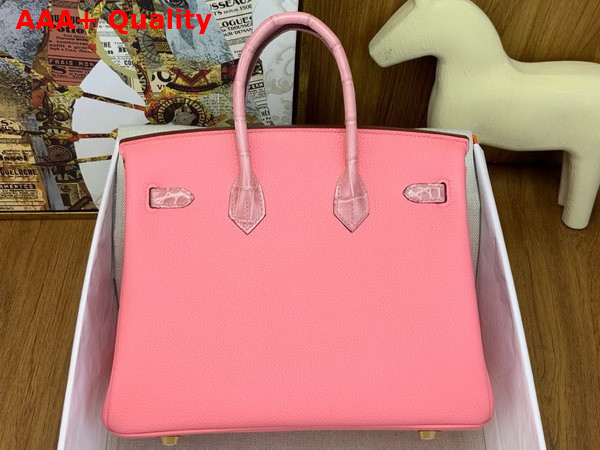 Hermes Birkin 25 Bag in Rose Confetti Togo Leather and Alligator Leather Replica