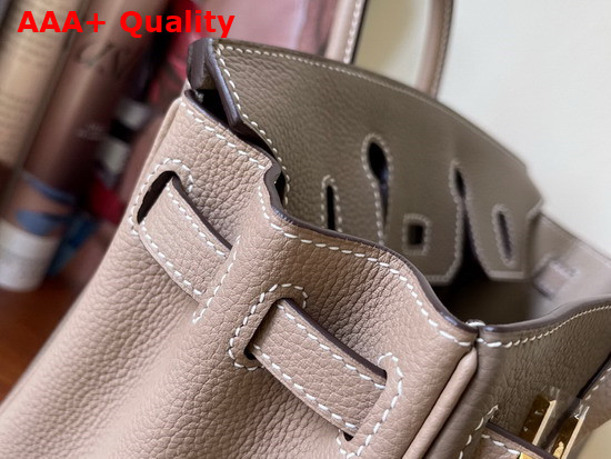 Hermes Birkin 25 Contrast Color Elephant Gray and Light Gray Togo Calfskin Hand Stitching Replica