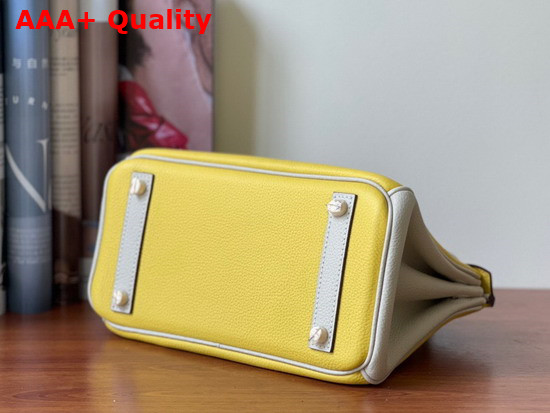 Hermes Birkin 25 Contrast Color Togo Calfskin Yellow and Milk White Hand Stitching Replica