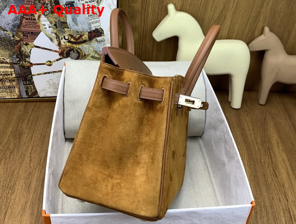 Hermes Birkin 25 Gold Brown Suede and Swift Calfskin Replica