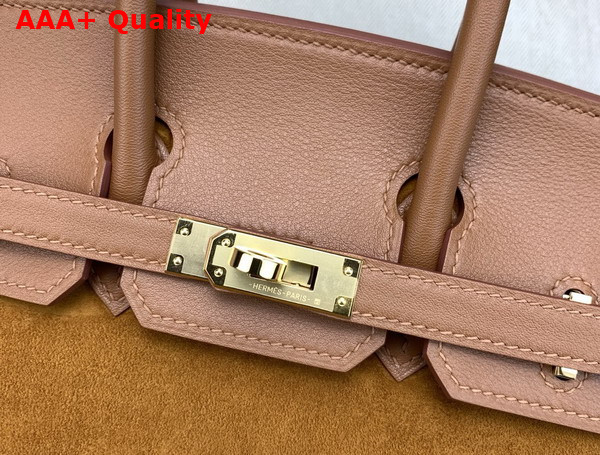 Hermes Birkin 25 Gold Brown Suede and Swift Calfskin Replica