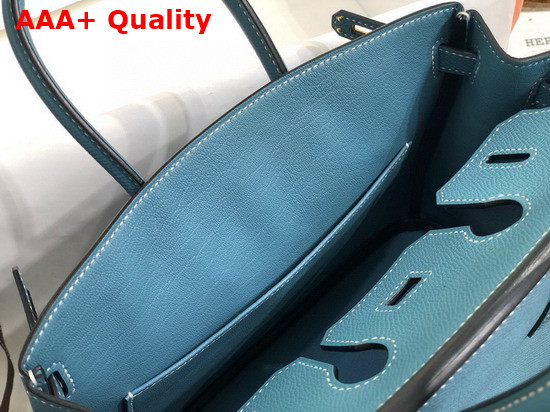 Hermes Birkin 25 Middle Blue Epsom Calfskin Hand Stitching Replica