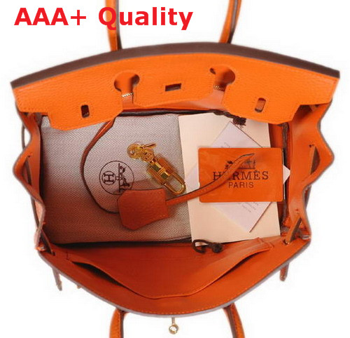 Hermes Fake Hermes Birkin 25 Orange Leather Gold Hardware Replica