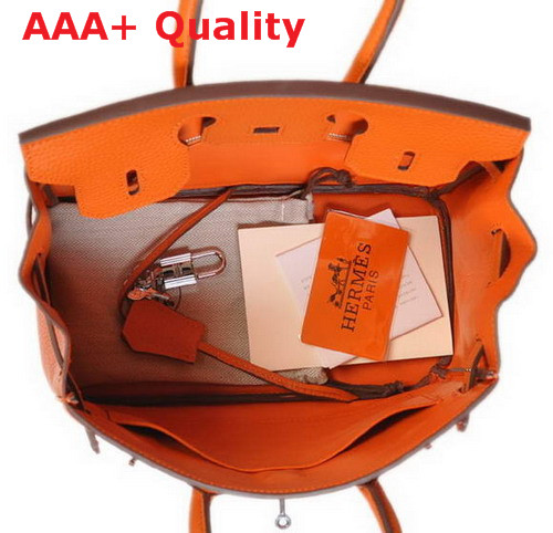 Hermes Birkin 25 in Orange Real Leather Replica