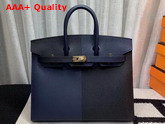 Hermes Birkin 25 Patchwork Epsom Leather Navy and Black Replica