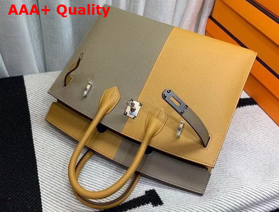 Hermes Birkin 25 Patchwork Epsom Leather Yellow and Gray Replica