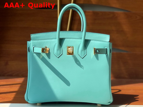 Hermes Birkin 25 Turquoise Swift Calfskin Hand Stitching Replica