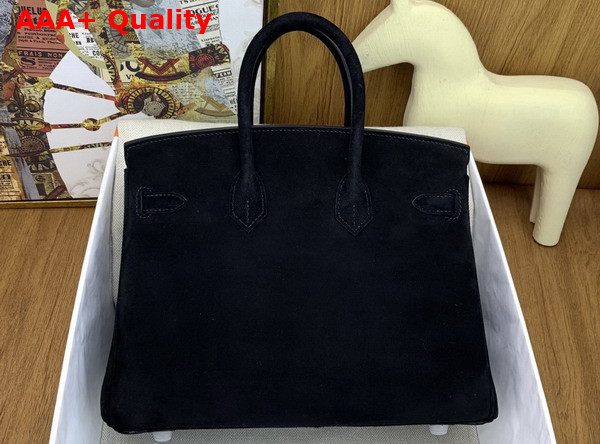 Hermes Birkin 25 in Black Doblis Suede Replica