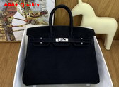 Hermes Birkin 25 in Black Doblis Suede Replica