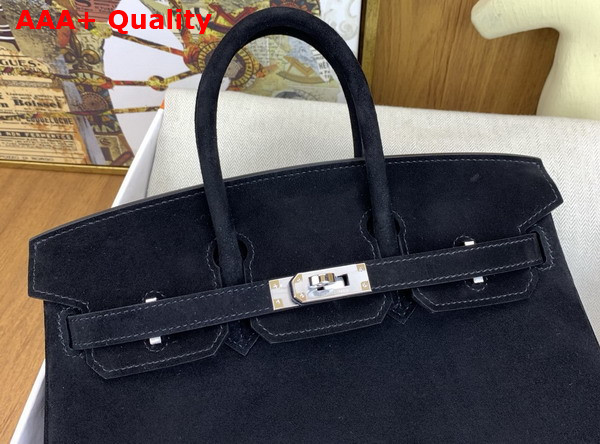 Hermes Birkin 25 in Black Doblis Suede Replica