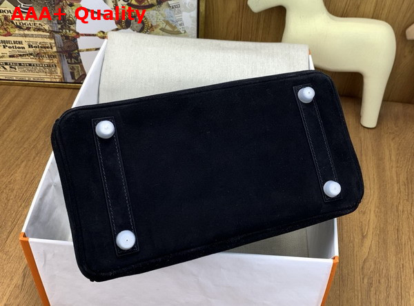 Hermes Birkin 25 in Black Doblis Suede Replica