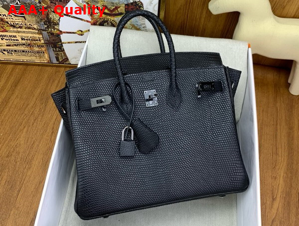 Hermes Birkin 25 in Black Lizard Leather Replica